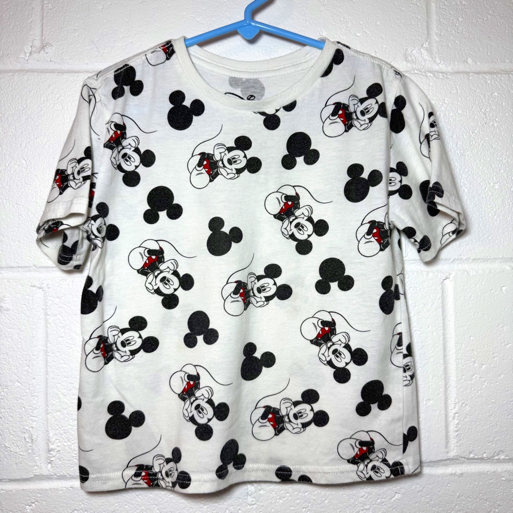 Disney White With Mickey Pattern Shirt Size 4t